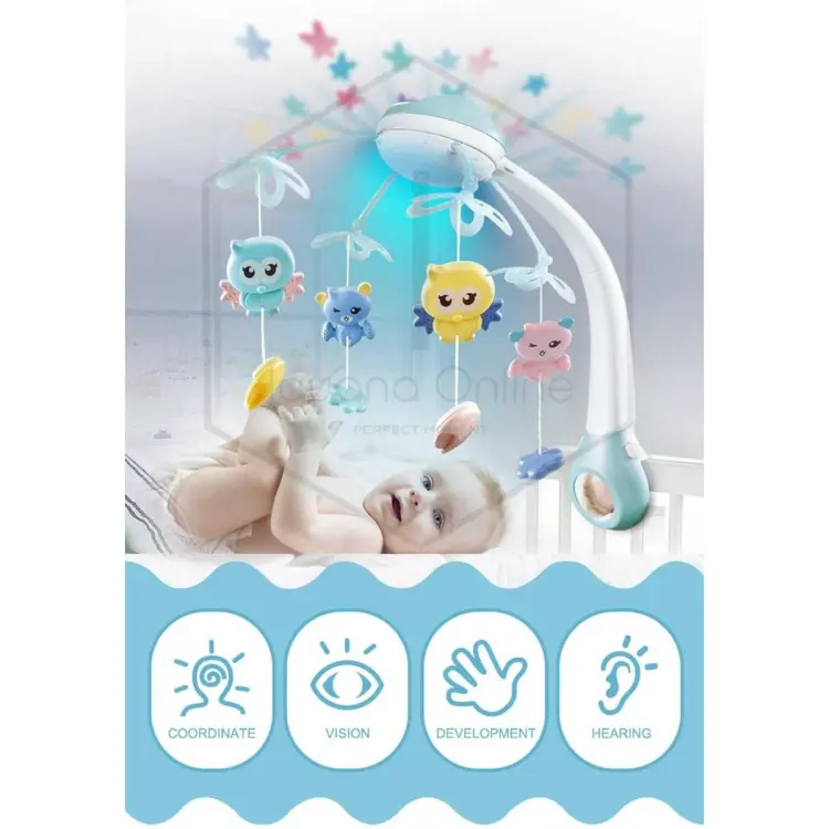 Remote Control Baby Projection Hanging Bed Bell Toy with Music & Lights