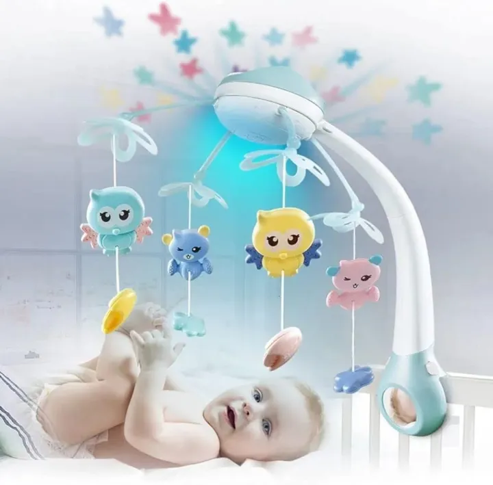 Remote Control Baby Projection Hanging Bed Bell Toy with Music & Lights