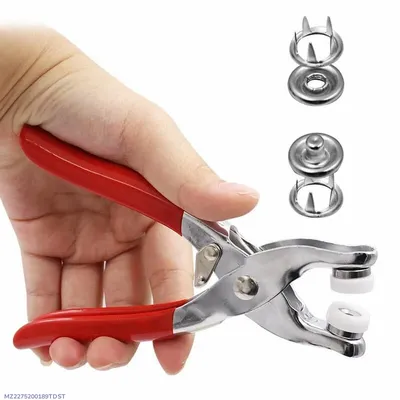 Stainless Steel Tich Button Tool with 50 Snaps Red Handles - Image 3